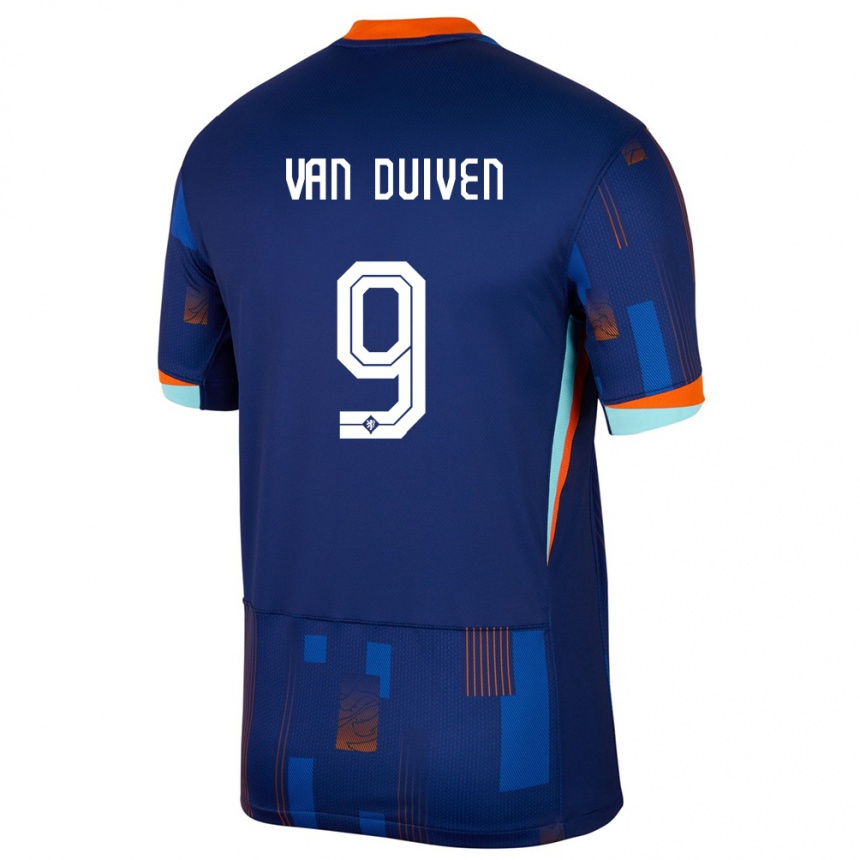 Gyermek Labdarúgás Hollandia Jason Van Duiven #9 Kék Idegenbeli Jersey 24-26 Mez Póló Ing