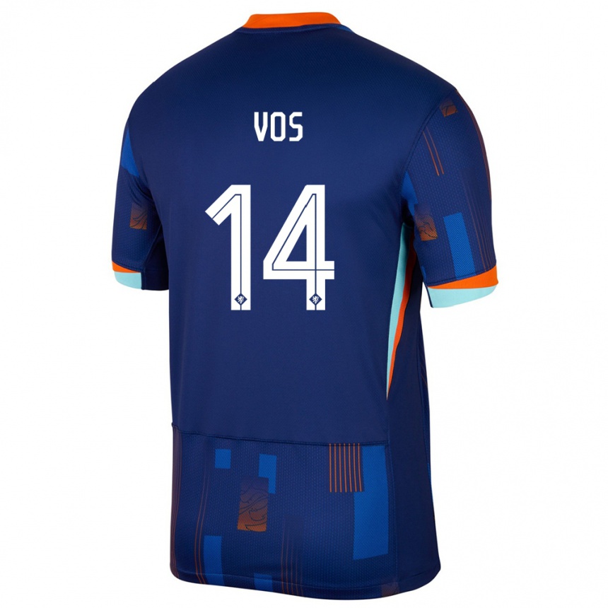 Gyermek Labdarúgás Hollandia Silvano Vos #14 Kék Idegenbeli Jersey 24-26 Mez Póló Ing