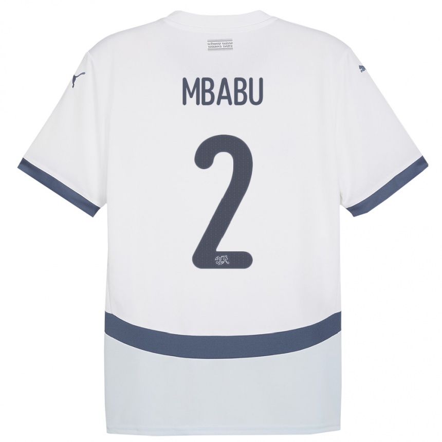 Gyermek Labdarúgás Svájc Kevin Mbabu #2 Fehér Idegenbeli Jersey 24-26 Mez Póló Ing