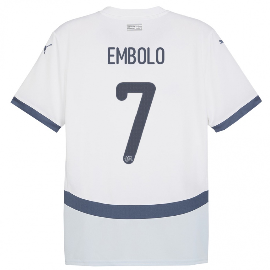 Gyermek Labdarúgás Svájc Breel Embolo #7 Fehér Idegenbeli Jersey 24-26 Mez Póló Ing