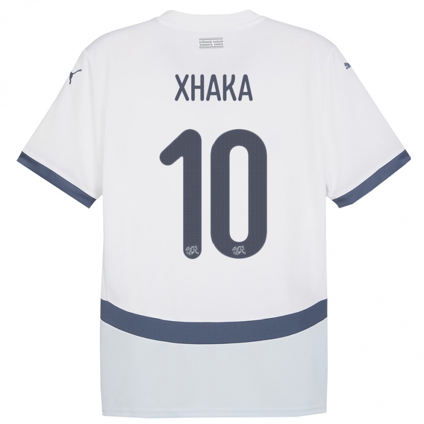 Gyermek Labdarúgás Svájc Granit Xhaka #10 Fehér Idegenbeli Jersey 24-26 Mez Póló Ing