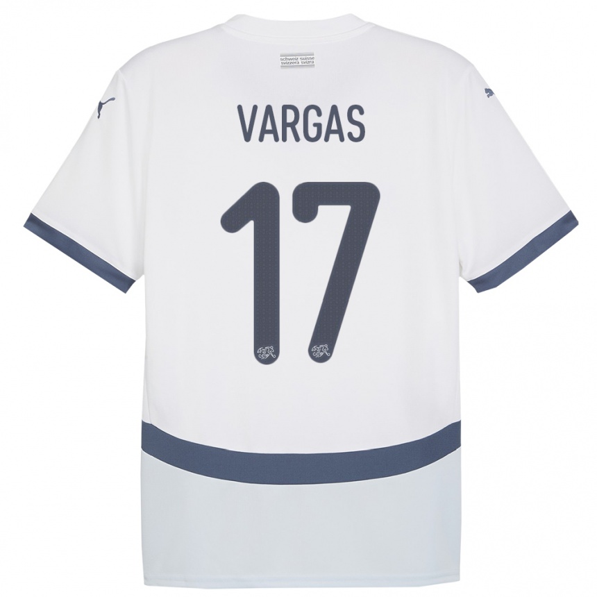 Gyermek Labdarúgás Svájc Ruben Vargas #17 Fehér Idegenbeli Jersey 24-26 Mez Póló Ing