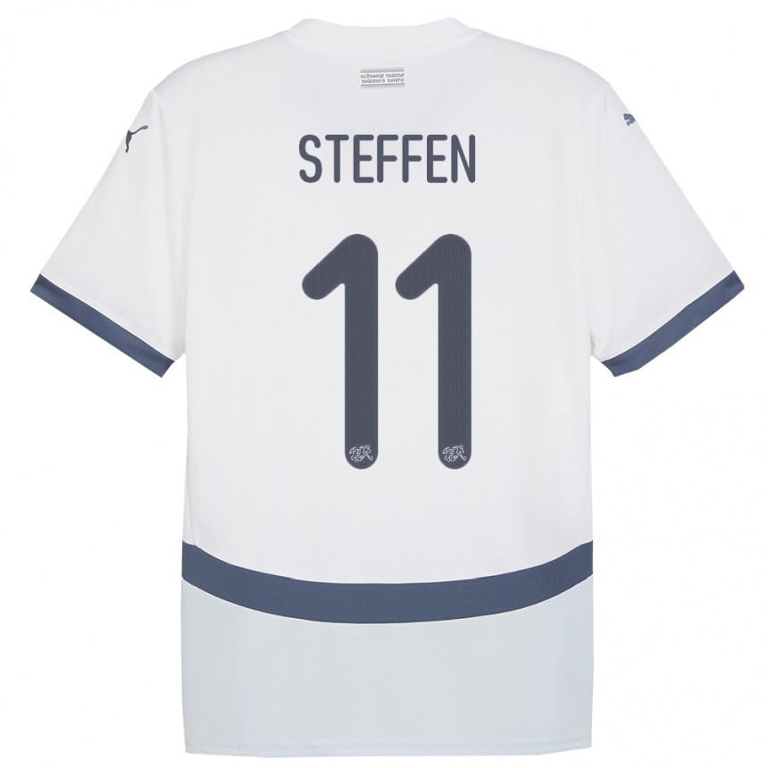 Gyermek Labdarúgás Svájc Renato Steffen #11 Fehér Idegenbeli Jersey 24-26 Mez Póló Ing