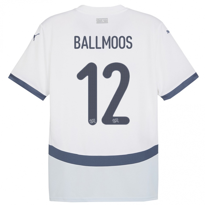 Gyermek Labdarúgás Svájc David Von Ballmoos #12 Fehér Idegenbeli Jersey 24-26 Mez Póló Ing