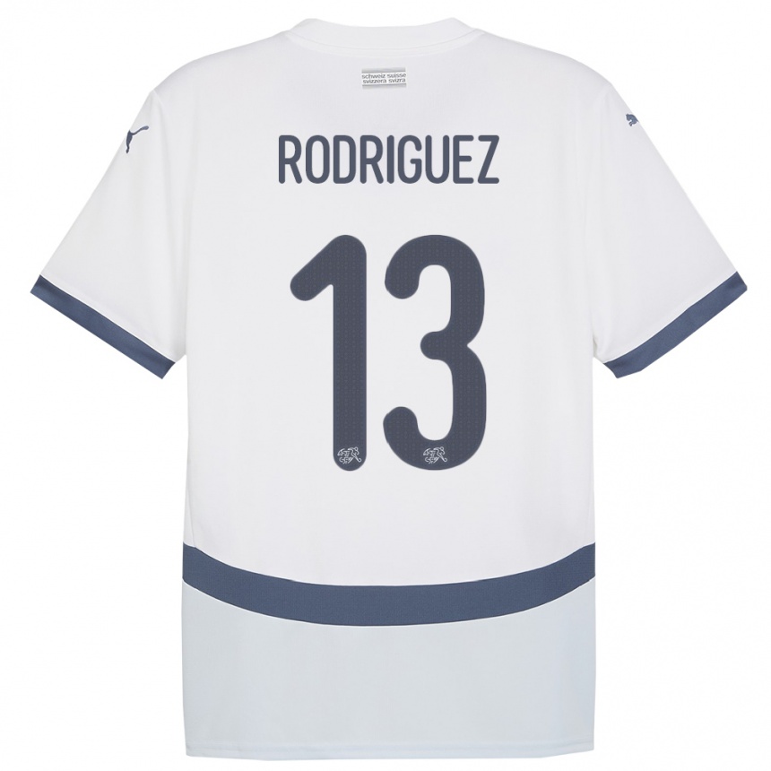 Gyermek Labdarúgás Svájc Ricardo Rodriguez #13 Fehér Idegenbeli Jersey 24-26 Mez Póló Ing