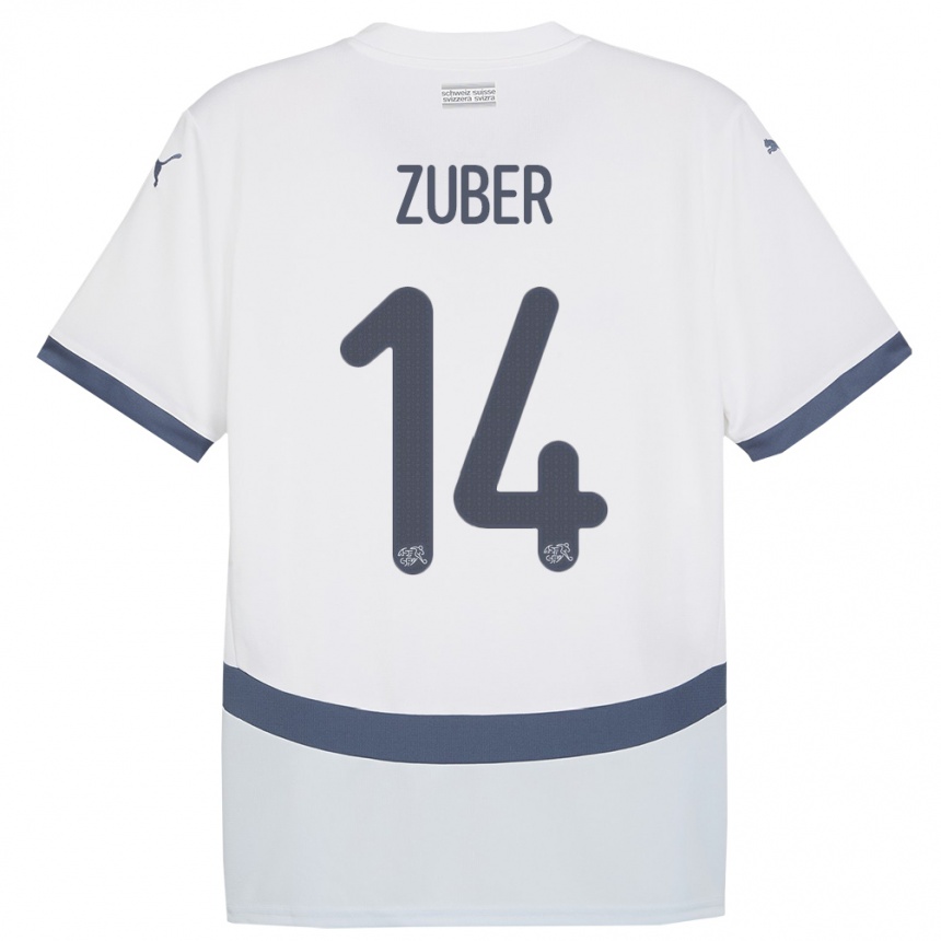 Gyermek Labdarúgás Svájc Steven Zuber #14 Fehér Idegenbeli Jersey 24-26 Mez Póló Ing