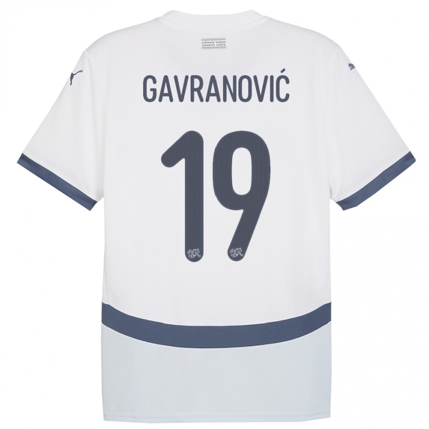 Gyermek Labdarúgás Svájc Mario Gavranovic #19 Fehér Idegenbeli Jersey 24-26 Mez Póló Ing