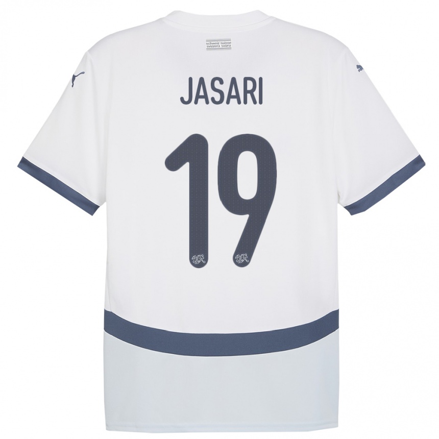 Gyermek Labdarúgás Svájc Ardon Jasari #19 Fehér Idegenbeli Jersey 24-26 Mez Póló Ing