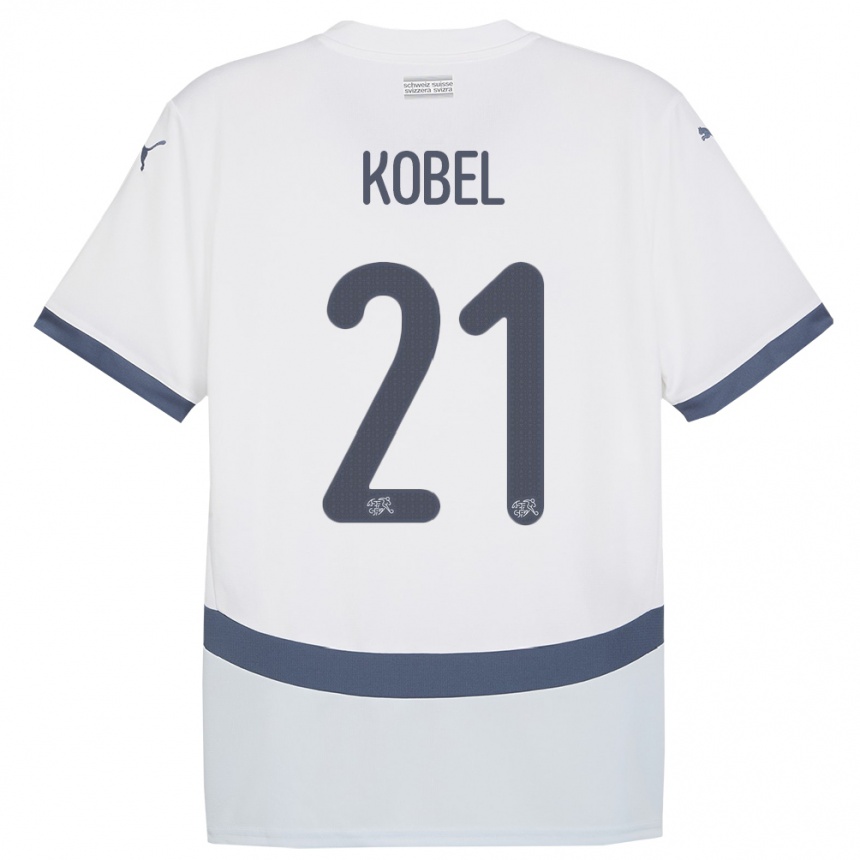 Gyermek Labdarúgás Svájc Gregor Kobel #21 Fehér Idegenbeli Jersey 24-26 Mez Póló Ing