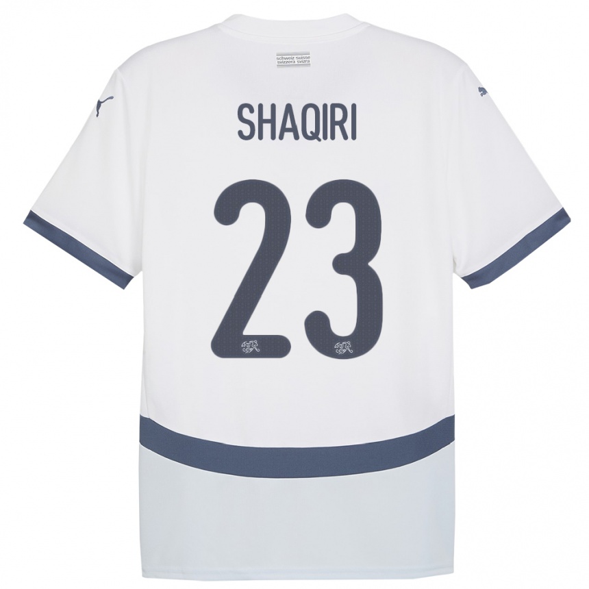 Gyermek Labdarúgás Svájc Xherdan Shaqiri #23 Fehér Idegenbeli Jersey 24-26 Mez Póló Ing