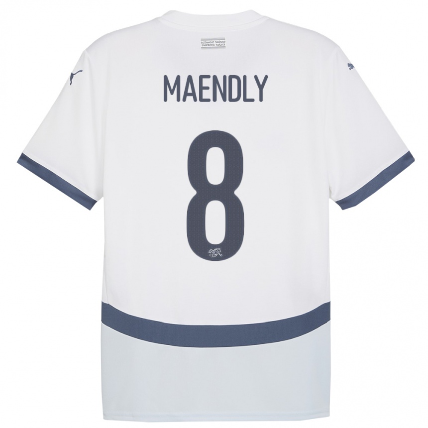 Gyermek Labdarúgás Svájc Sandy Maendly #8 Fehér Idegenbeli Jersey 24-26 Mez Póló Ing