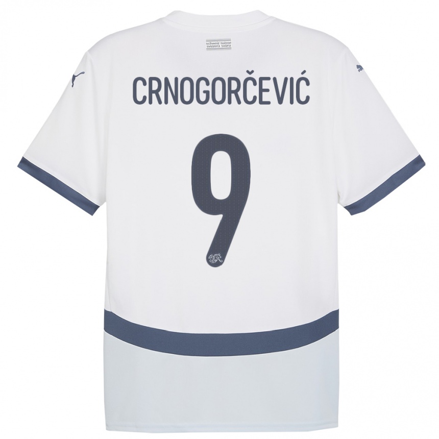 Gyermek Labdarúgás Svájc Ana Maria Crnogorcevic #9 Fehér Idegenbeli Jersey 24-26 Mez Póló Ing