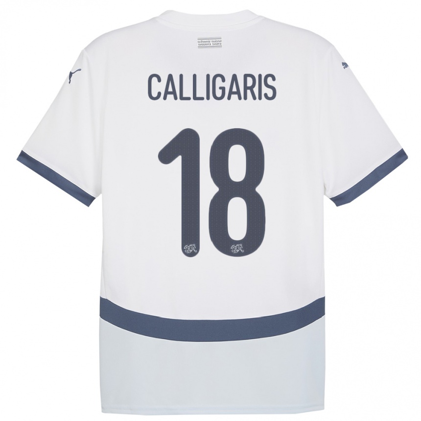 Gyermek Labdarúgás Svájc Viola Calligaris #18 Fehér Idegenbeli Jersey 24-26 Mez Póló Ing