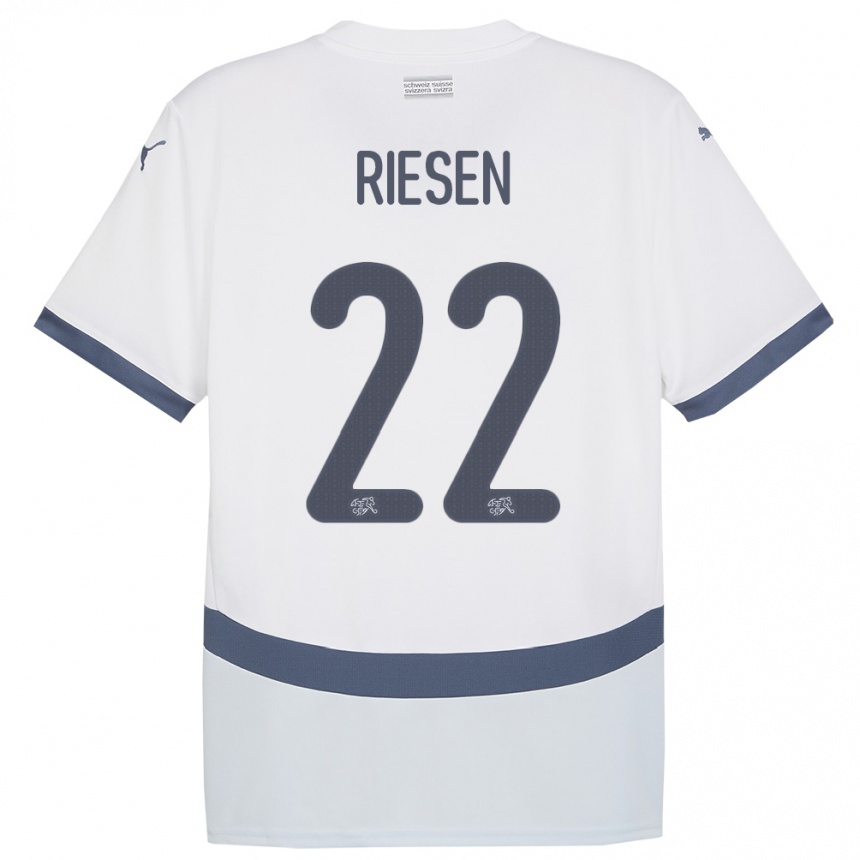 Gyermek Labdarúgás Svájc Nadine Riesen #22 Fehér Idegenbeli Jersey 24-26 Mez Póló Ing