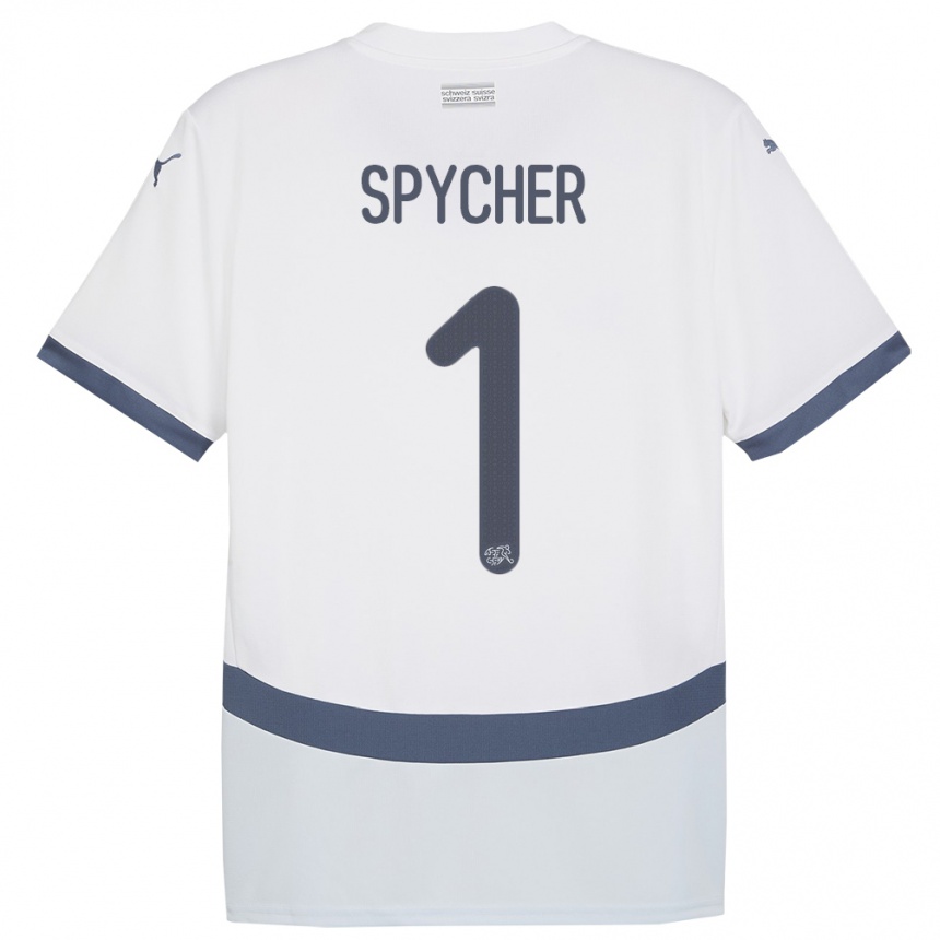 Gyermek Labdarúgás Svájc Tim Spycher #1 Fehér Idegenbeli Jersey 24-26 Mez Póló Ing