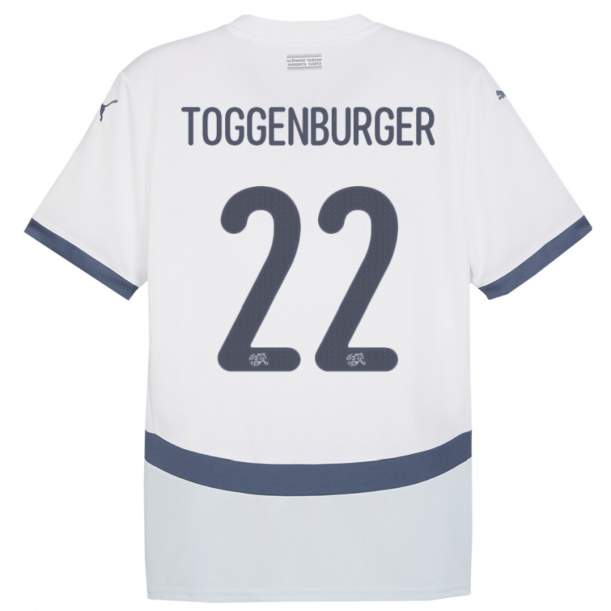 Gyermek Labdarúgás Svájc Nando Toggenburger #22 Fehér Idegenbeli Jersey 24-26 Mez Póló Ing