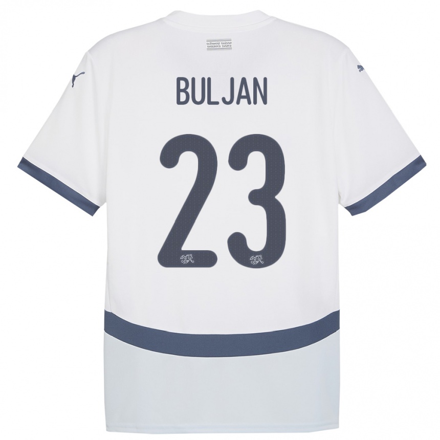 Gyermek Labdarúgás Svájc Leo Buljan #23 Fehér Idegenbeli Jersey 24-26 Mez Póló Ing