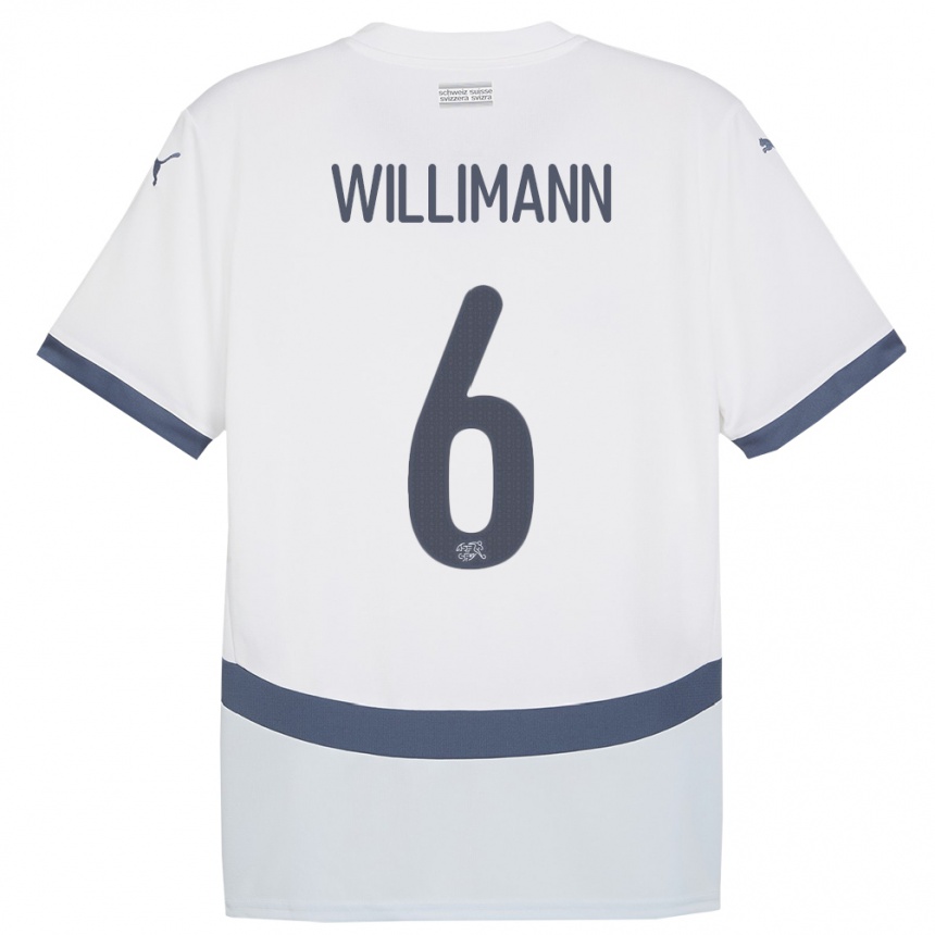 Gyermek Labdarúgás Svájc Mauricio Willimann #6 Fehér Idegenbeli Jersey 24-26 Mez Póló Ing