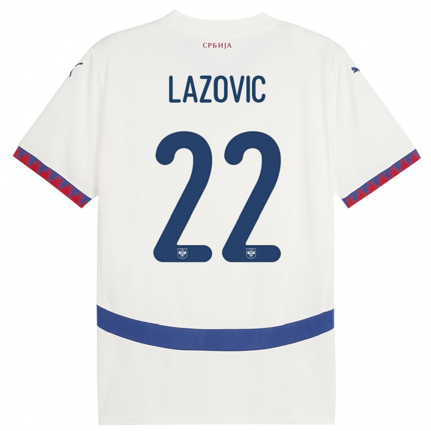 Gyermek Labdarúgás Szerbia Darko Lazovic #22 Fehér Idegenbeli Jersey 24-26 Mez Póló Ing