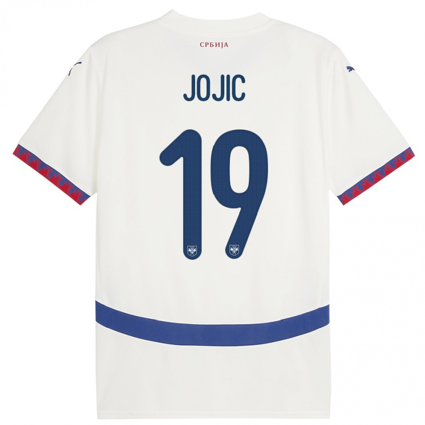 Gyermek Labdarúgás Szerbia Nikola Jojic #19 Fehér Idegenbeli Jersey 24-26 Mez Póló Ing