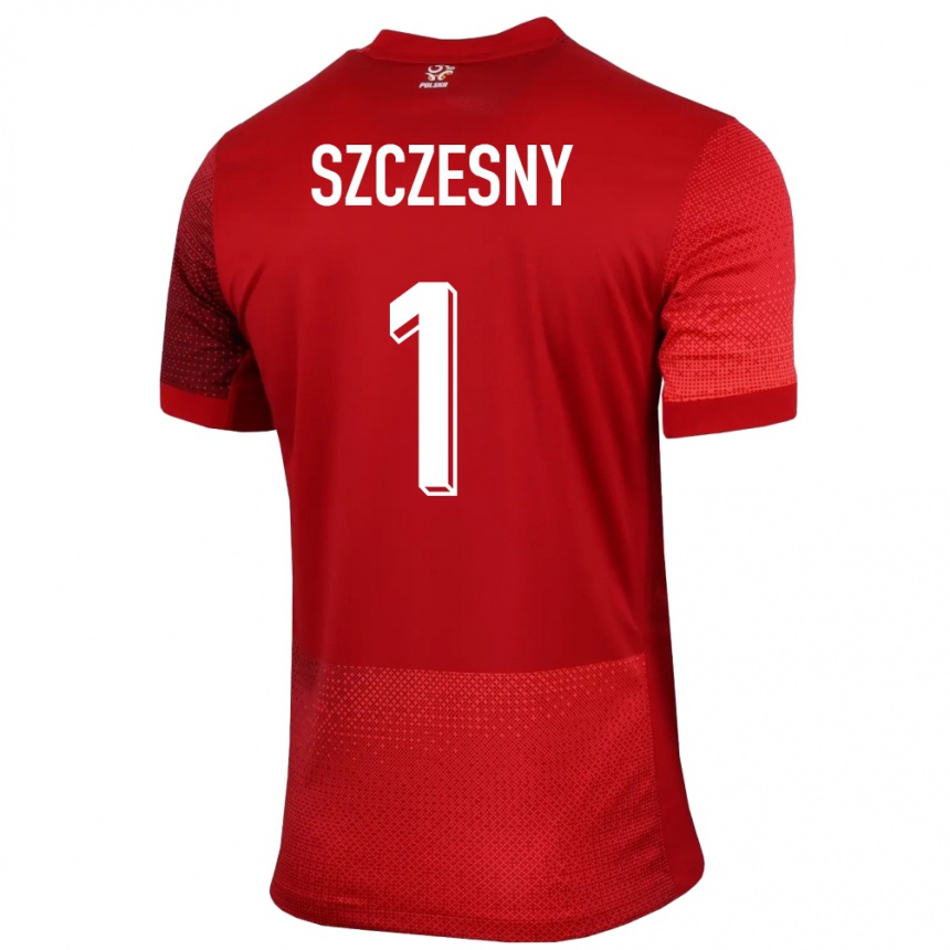 Gyermek Labdarúgás Lengyelország Wojciech Szczesny #1 Piros Idegenbeli Jersey 24-26 Mez Póló Ing