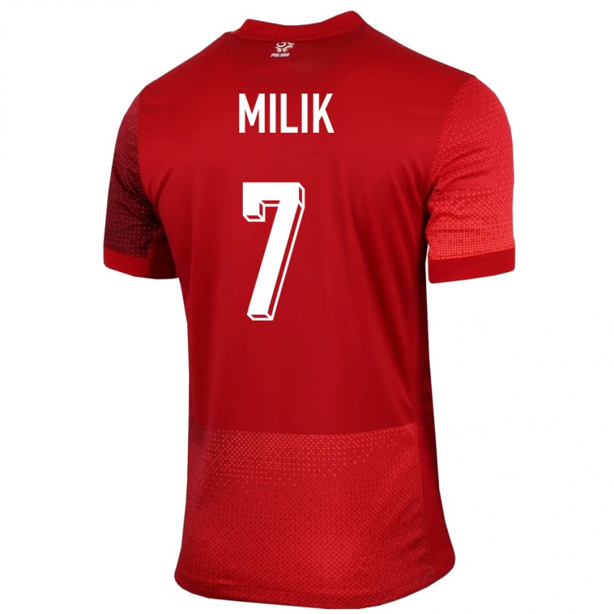 Gyermek Labdarúgás Lengyelország Arkadiusz Milik #7 Piros Idegenbeli Jersey 24-26 Mez Póló Ing