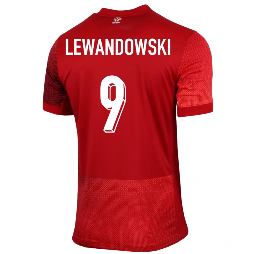 Gyermek Labdarúgás Lengyelország Robert Lewandowski #9 Piros Idegenbeli Jersey 24-26 Mez Póló Ing