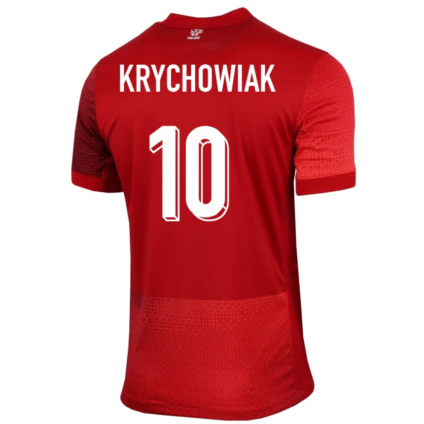 Gyermek Labdarúgás Lengyelország Grzegorz Krychowiak #10 Piros Idegenbeli Jersey 24-26 Mez Póló Ing