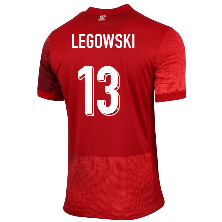 Gyermek Labdarúgás Lengyelország Mateusz Legowski #13 Piros Idegenbeli Jersey 24-26 Mez Póló Ing