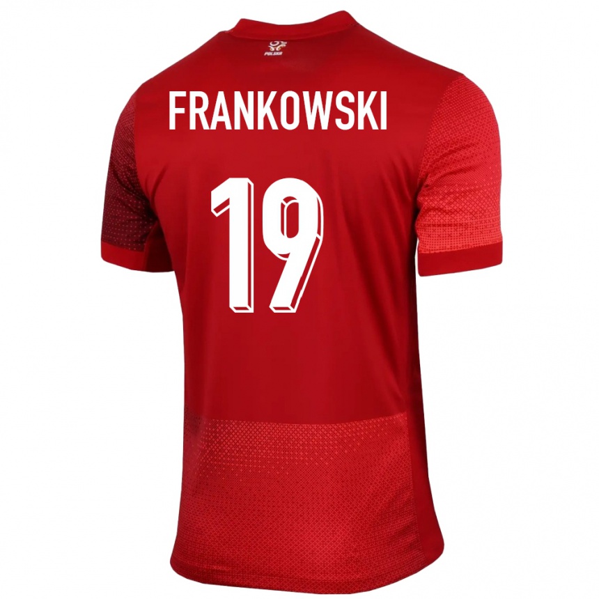 Gyermek Labdarúgás Lengyelország Przemyslaw Frankowski #19 Piros Idegenbeli Jersey 24-26 Mez Póló Ing