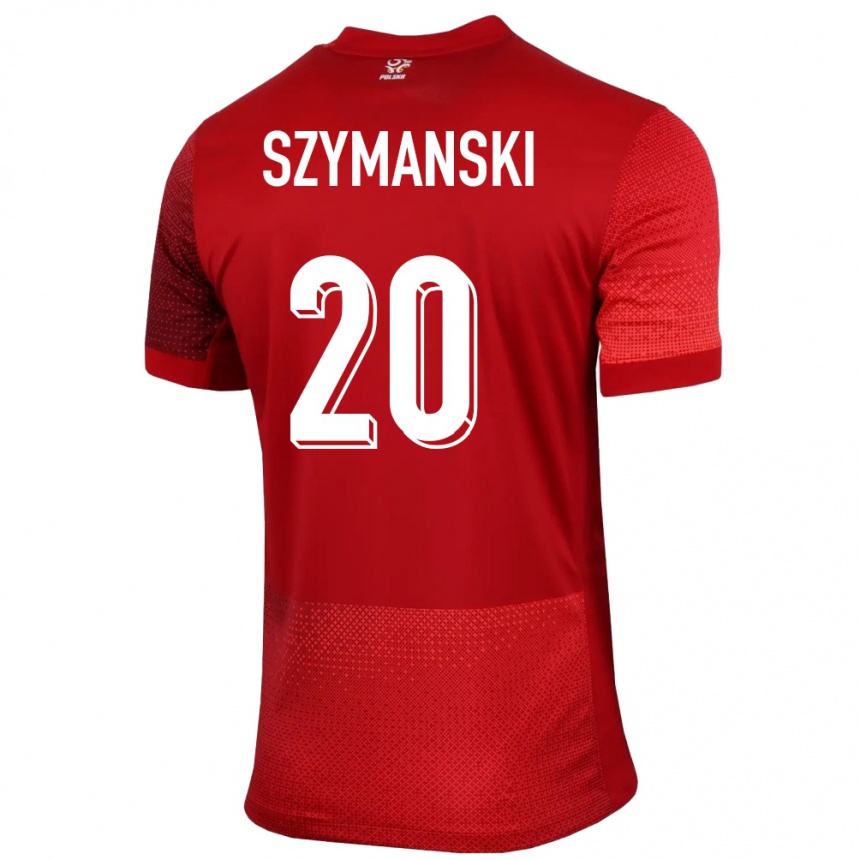 Gyermek Labdarúgás Lengyelország Sebastian Szymanski #20 Piros Idegenbeli Jersey 24-26 Mez Póló Ing