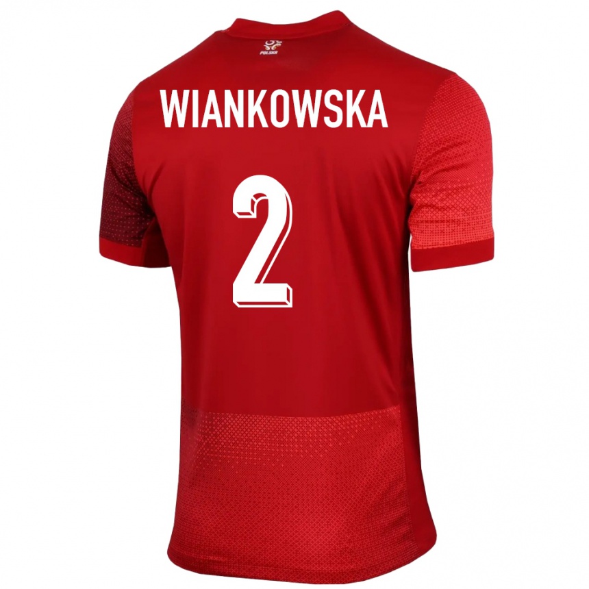 Gyermek Labdarúgás Lengyelország Martyna Wiankowska #2 Piros Idegenbeli Jersey 24-26 Mez Póló Ing