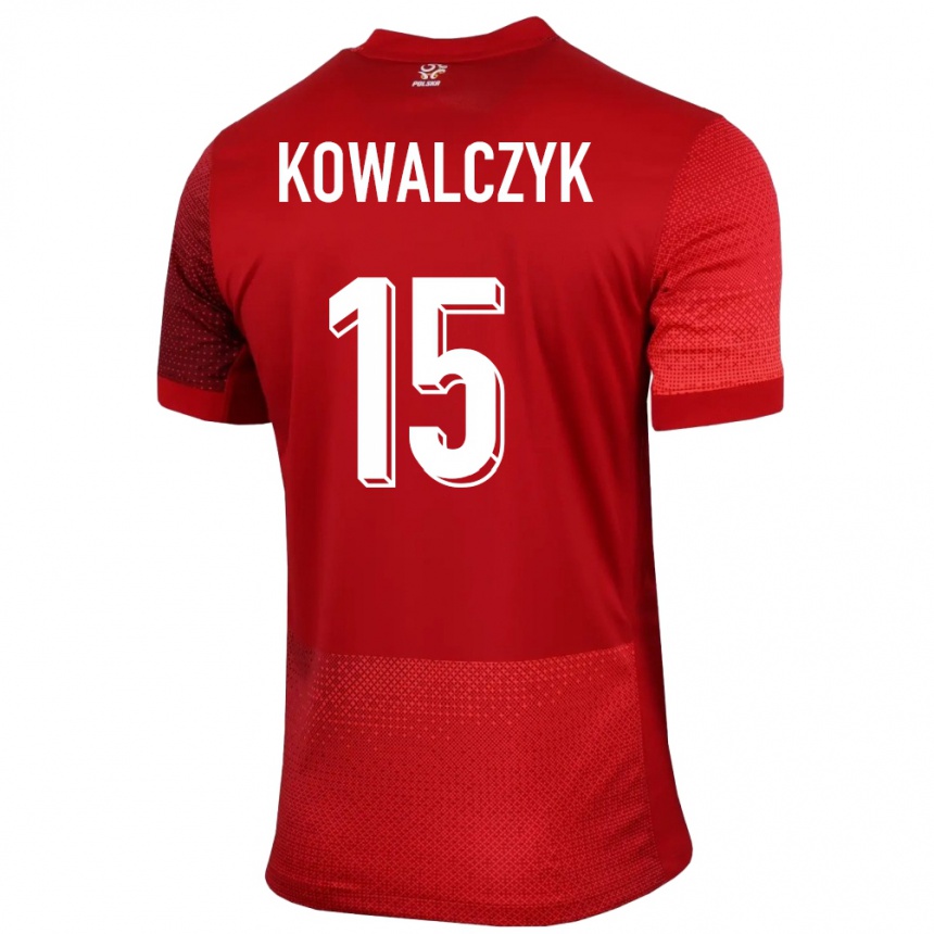 Gyermek Labdarúgás Lengyelország Mateusz Kowalczyk #15 Piros Idegenbeli Jersey 24-26 Mez Póló Ing