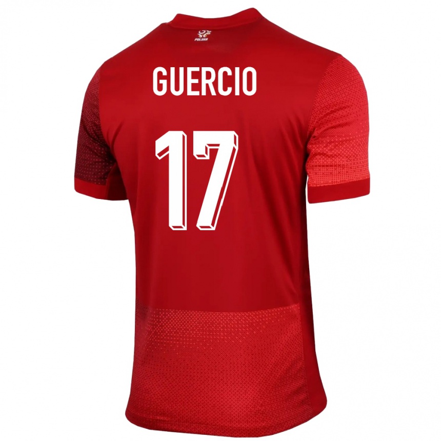 Gyermek Labdarúgás Lengyelország Tomasso Guercio #17 Piros Idegenbeli Jersey 24-26 Mez Póló Ing