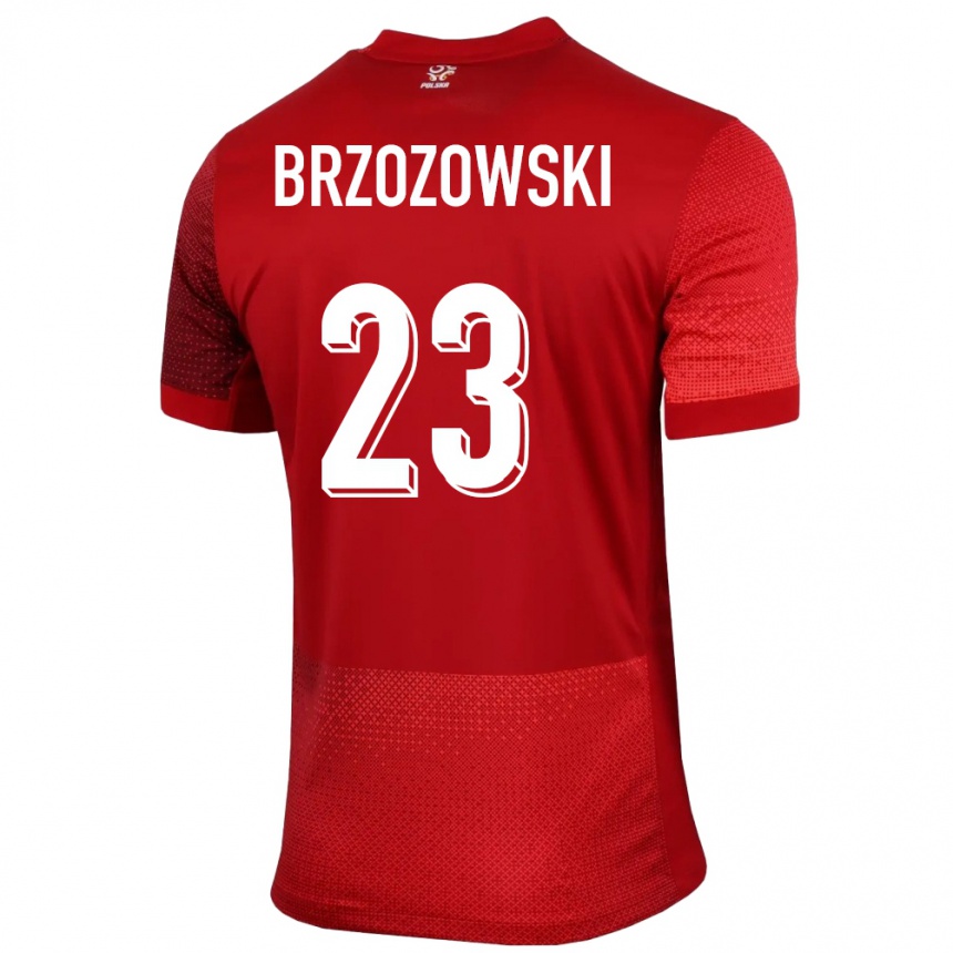 Gyermek Labdarúgás Lengyelország Milosz Brzozowski #23 Piros Idegenbeli Jersey 24-26 Mez Póló Ing