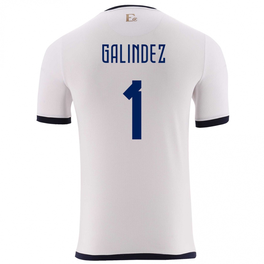 Gyermek Labdarúgás Ecuador Hernan Galindez #1 Fehér Idegenbeli Jersey 24-26 Mez Póló Ing