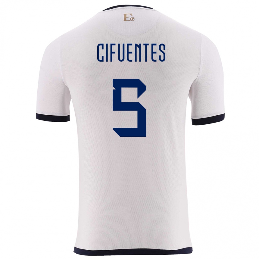 Gyermek Labdarúgás Ecuador Jose Cifuentes #5 Fehér Idegenbeli Jersey 24-26 Mez Póló Ing