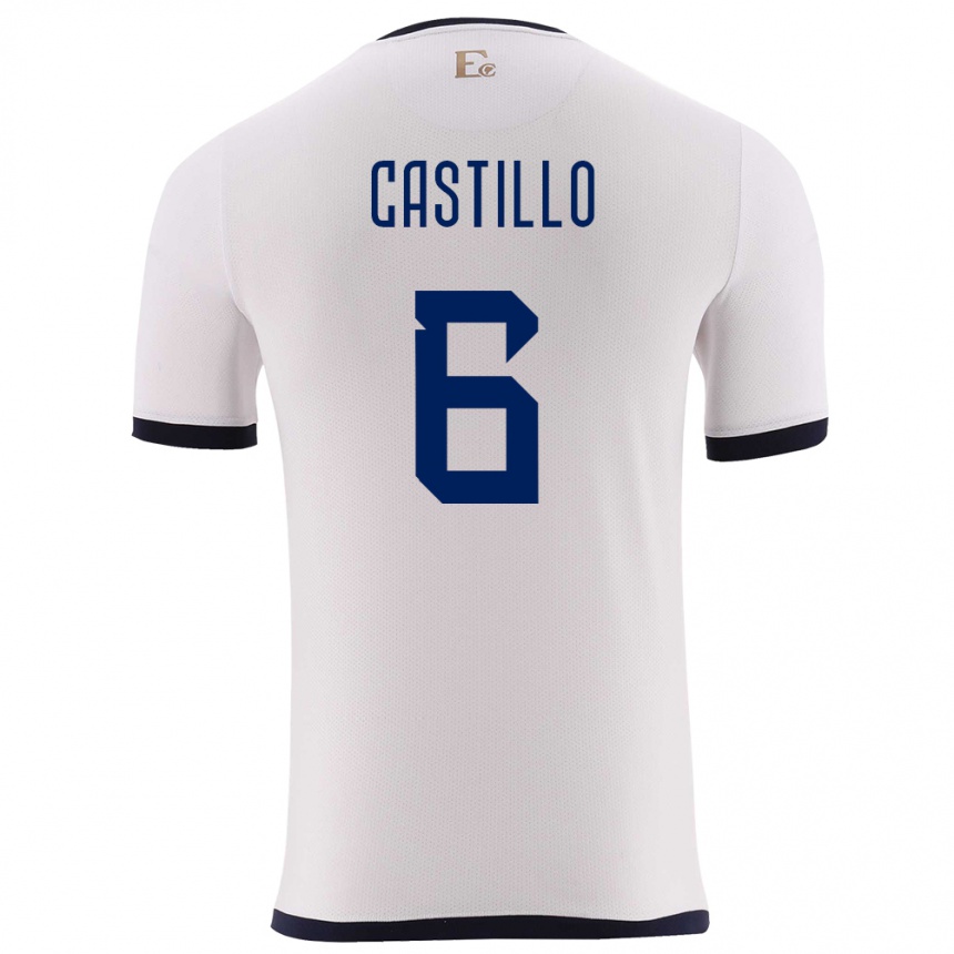 Gyermek Labdarúgás Ecuador Byron Castillo #6 Fehér Idegenbeli Jersey 24-26 Mez Póló Ing