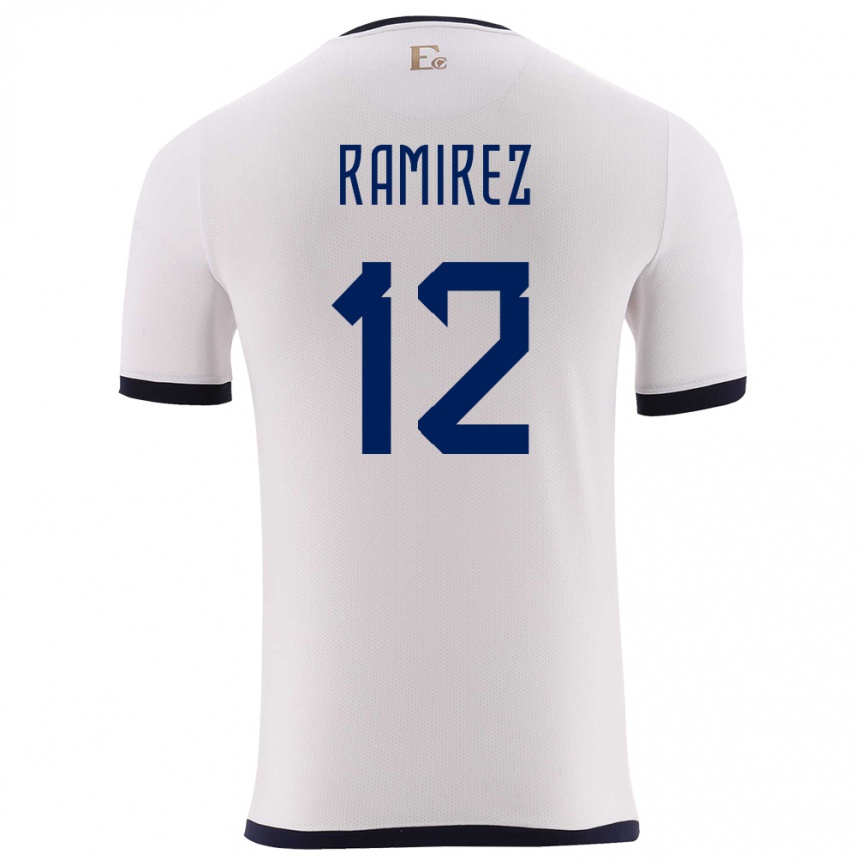 Gyermek Labdarúgás Ecuador Moises Ramirez #12 Fehér Idegenbeli Jersey 24-26 Mez Póló Ing