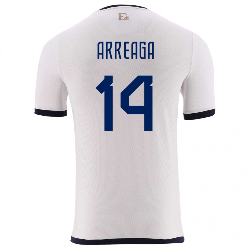 Gyermek Labdarúgás Ecuador Xavier Arreaga #14 Fehér Idegenbeli Jersey 24-26 Mez Póló Ing