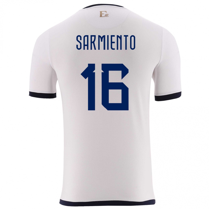 Gyermek Labdarúgás Ecuador Jeremy Sarmiento #16 Fehér Idegenbeli Jersey 24-26 Mez Póló Ing