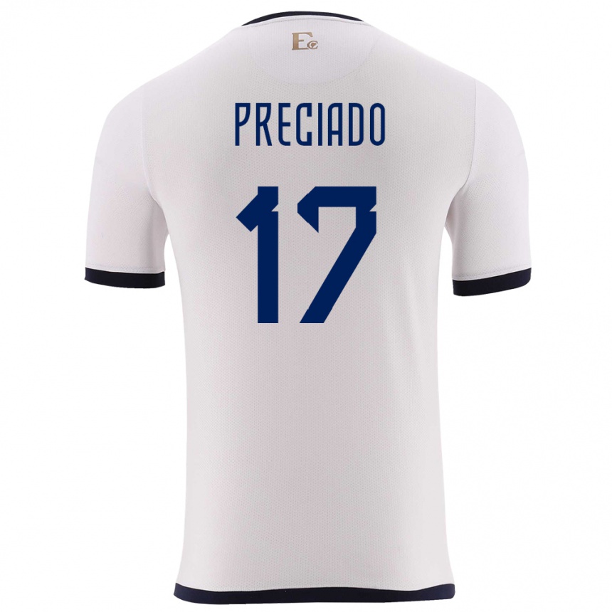 Gyermek Labdarúgás Ecuador Angelo Preciado #17 Fehér Idegenbeli Jersey 24-26 Mez Póló Ing