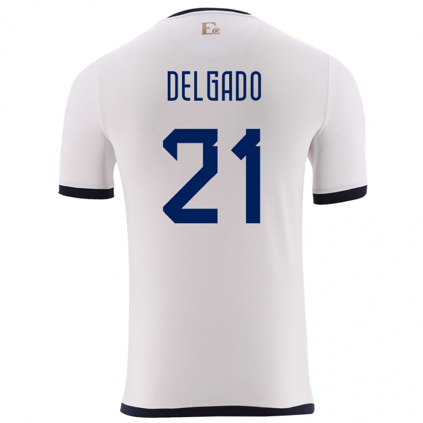 Gyermek Labdarúgás Ecuador Patrickson Delgado #21 Fehér Idegenbeli Jersey 24-26 Mez Póló Ing