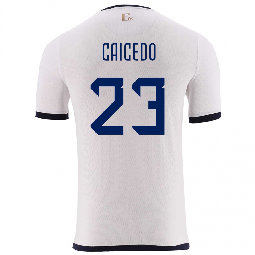 Gyermek Labdarúgás Ecuador Moises Caicedo #23 Fehér Idegenbeli Jersey 24-26 Mez Póló Ing