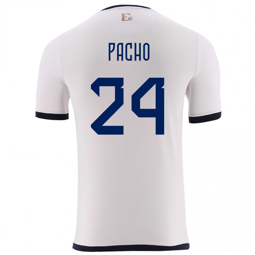 Gyermek Labdarúgás Ecuador William Pacho #24 Fehér Idegenbeli Jersey 24-26 Mez Póló Ing