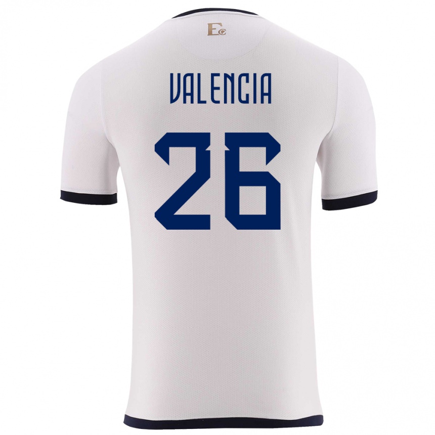 Gyermek Labdarúgás Ecuador Anthony Valencia #26 Fehér Idegenbeli Jersey 24-26 Mez Póló Ing