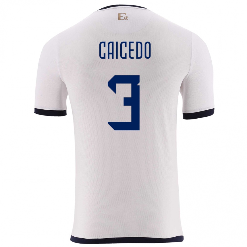 Gyermek Labdarúgás Ecuador Jessy Caicedo #3 Fehér Idegenbeli Jersey 24-26 Mez Póló Ing