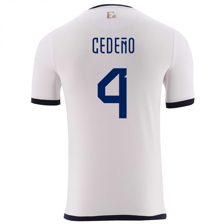 Gyermek Labdarúgás Ecuador Stefany Cedeno #4 Fehér Idegenbeli Jersey 24-26 Mez Póló Ing