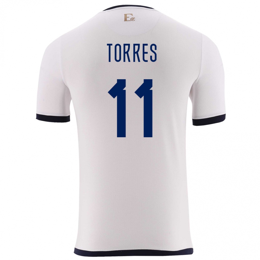 Gyermek Labdarúgás Ecuador Ambar Torres #11 Fehér Idegenbeli Jersey 24-26 Mez Póló Ing