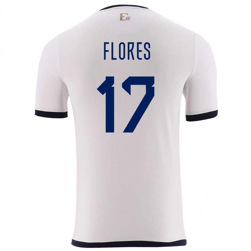 Gyermek Labdarúgás Ecuador Karen Flores #17 Fehér Idegenbeli Jersey 24-26 Mez Póló Ing